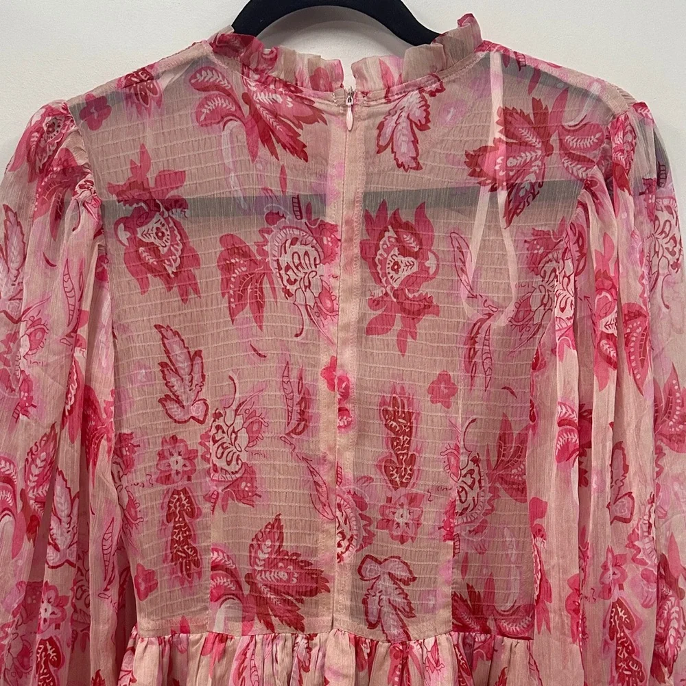 Indikah Floral Long Sleeve Dress - Pink s - Picture 8 of 8